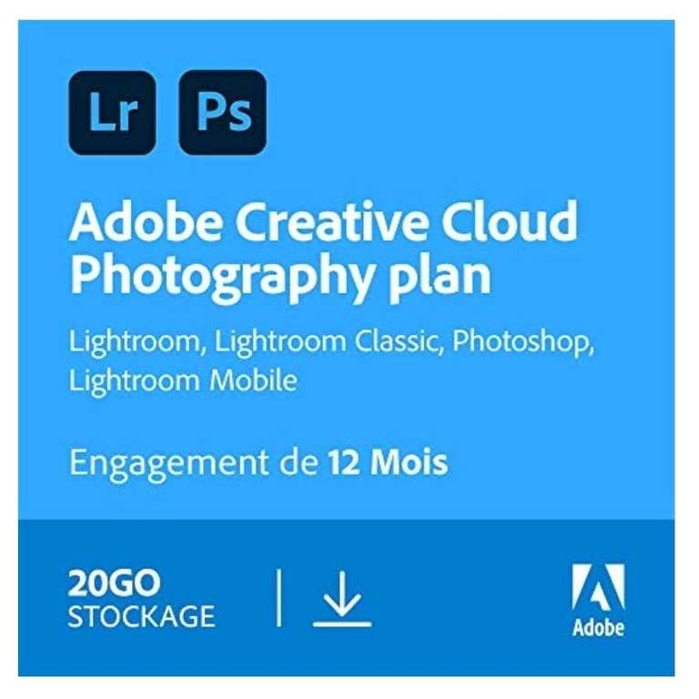 Pack logiciel Adobe Creative Cloud Photographie 20 Go: Photoshop + Lightroom - 1 an (Dématérialisé)