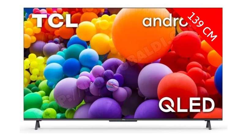 TV 55" TCL 55C721 - QLED, 4K UHD, HDR 10+, Dolby Vision, Android TV, HDMI 2.1 (Via ODR de 100€)