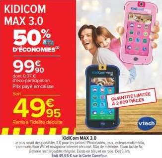 Tablette tactile 3" pour enfant Vtech Kidicom Max 3.0 (via 49.95€ sur la carte de fidélité)