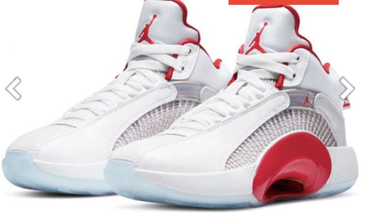 Baskets Nike Air Jordan XXXV white/fire red-metallic silver GS - tailles 36,5 au 39