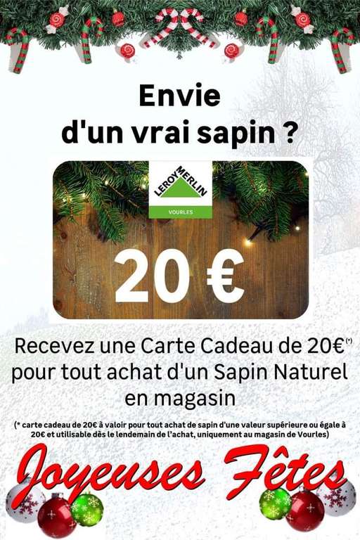 20€ offerts en bon d'achat pour l'achat d'un sapin naturel de 20€ minimum - Vourles (69)