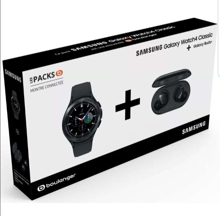 Montre connectée Samsung Galaxy Watch 4 Classic - 46 mm, Bluetooth + Ecouteurs sans fil Samsung Buds Plus