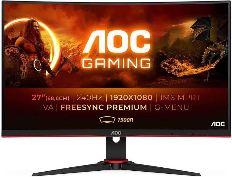 Écran PC incurvé 27" AOC C27G2ZE - full HD, LED VA, 240 Hz, 0.5 ms, Adaptive-Sync / FreeSync Premium