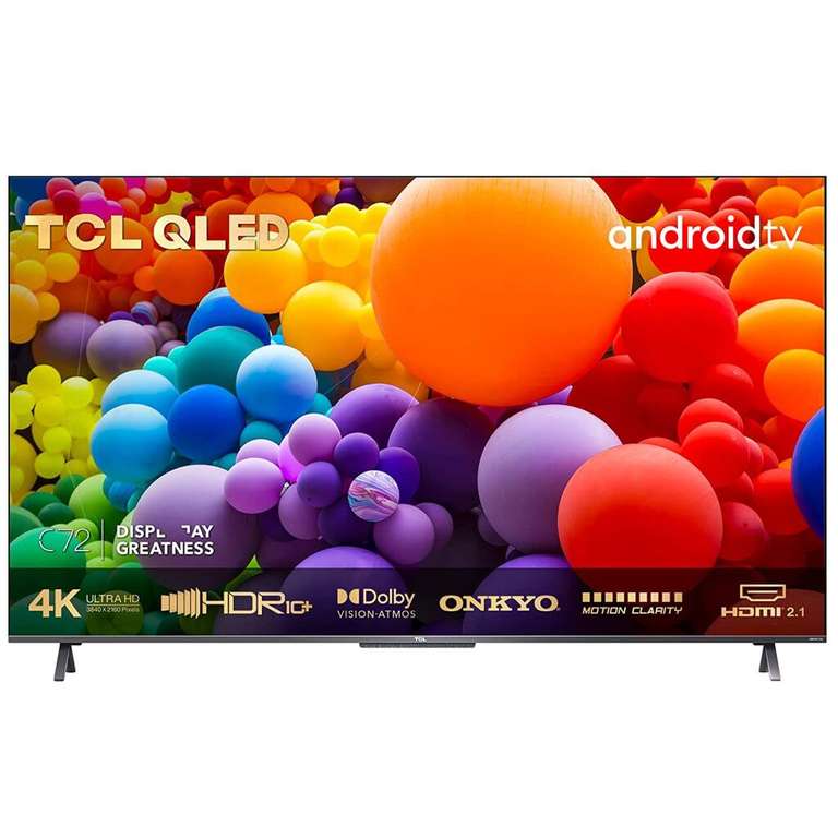TV 50" TCL 50C721 (2021) - QLED, 4K UHD, HDR Pro, Dolby Vision, HDMI 2.1, ALLM, Son 2.0 Onkyo, Android TV (via ODR de 70€)
