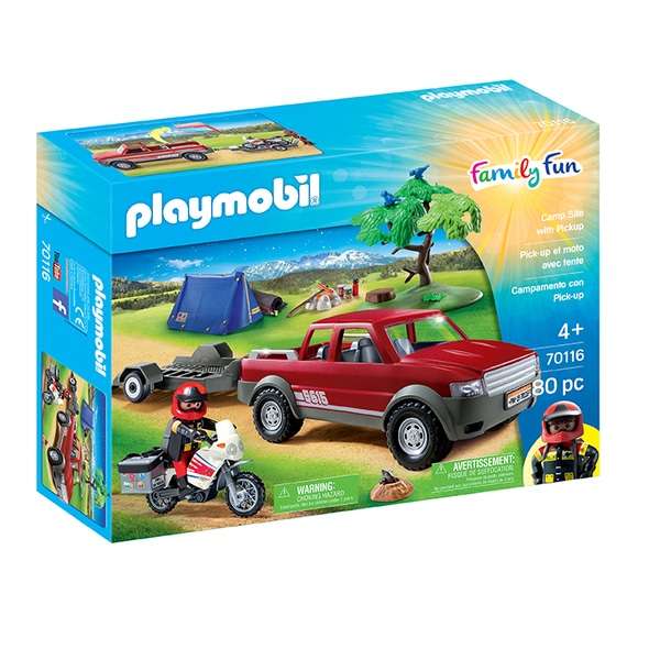 Jouet Playmobil Family Fun Pick-up et moto avec tente n°70116