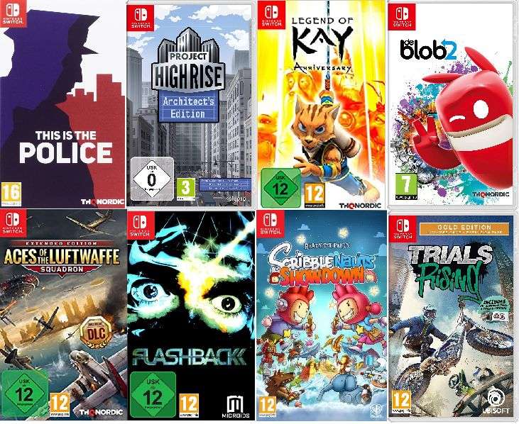 Lot de 8 Jeux sur Nintendo Switch : This is the Police + Project Highrise + Legend of Kay + 5 autres jeux (+6€ en Rakuten Points)