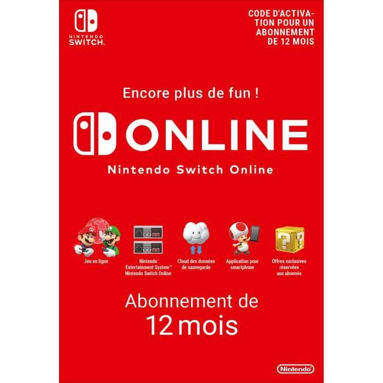 Sélection d'offres Nintendo en promotion - Ex : Abonnement Nintendo Switch Online - 12 mois (France)