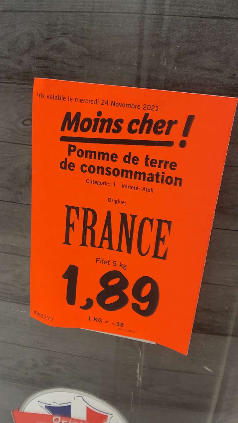 Filet de 5kg de pomme de terre de consommation (origine France) - Reuilly Diderot Paris 12 (75)