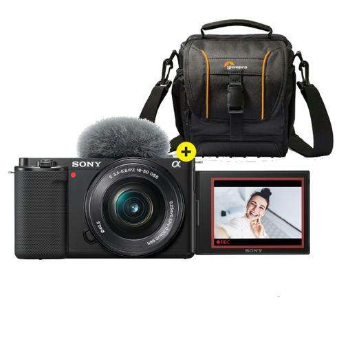 Kit appareil photo hybride Sony ZV-E10 (24.2 Mpix, 4K UHD, Exmor CMOS) + objectif 16-50 mm + sacoche