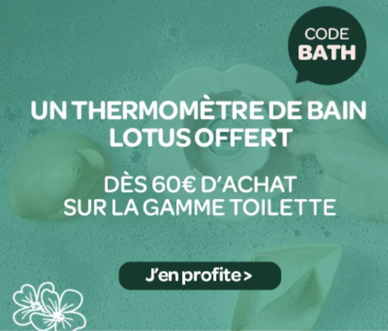 Thermomètre de bain Lotus offert dès 60€ d'achat sur la gamme Toilette