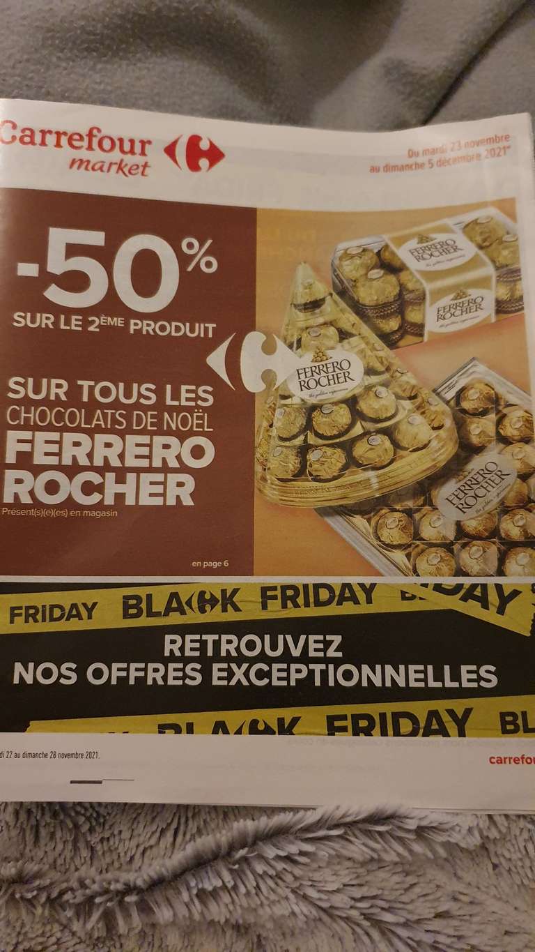 1 Chocolat de noël Ferrero Rocher acheté = 50% de réduction sur le 2ème