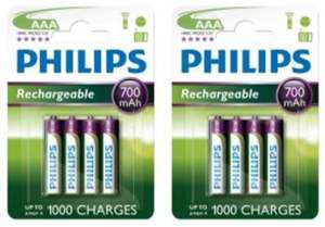 Pack de 8 accus AAA rechargeables Philips - 700 mAh