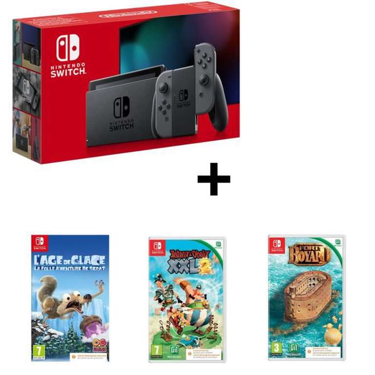 Pack Nintendo Switch + l'Age de Glace + Astérix & Obélix XXL 2 + Fort Boyard