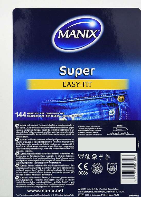 Pack de 144 Préservatifs Manix Super Easy Fit