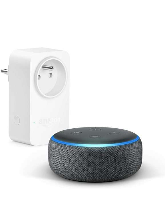 Kit de démarrage Maison connectée Echo Dot (3ème génération) + Amazon Smart Plug (Prise connectée WiFi)