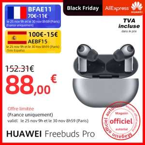 Eécouteurs Huawei FreeBuds Pro TWS avec Active Noise Reduction (88€ avec le coupon BFAE11)
