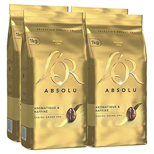 Lot de 4 paquets de café en grains L'Or Absolu - 4x 1 Kg