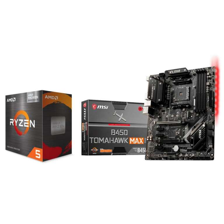 Processeur AMD Ryzen 5 5600G (3,9 / 4,4 GHz) + Carte mère MSI B450 Tomahawk Max II