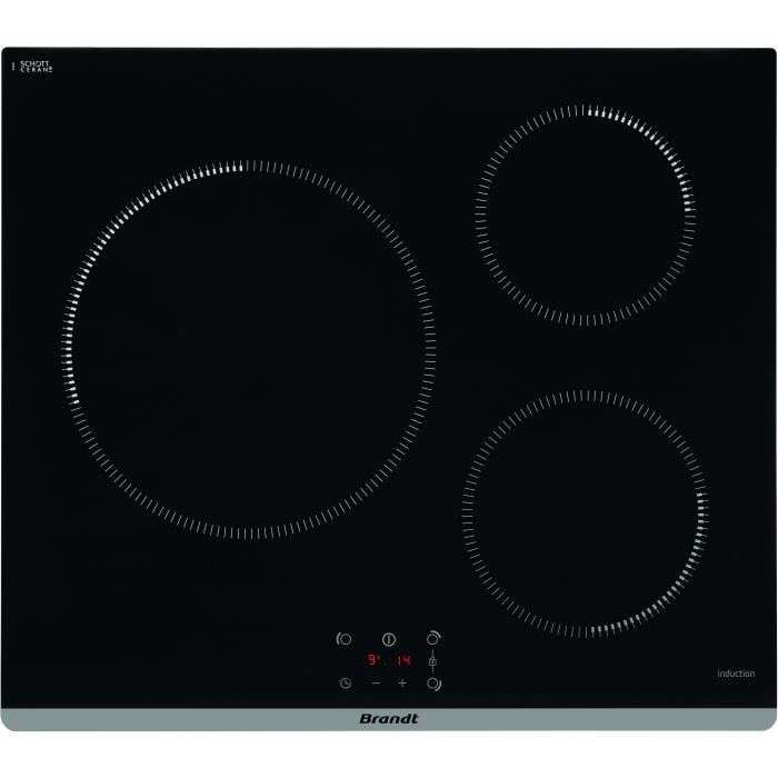 Plaque de cuisson induction Brandt TI364B - 3 zones, 7200 W, L60 cm, noir