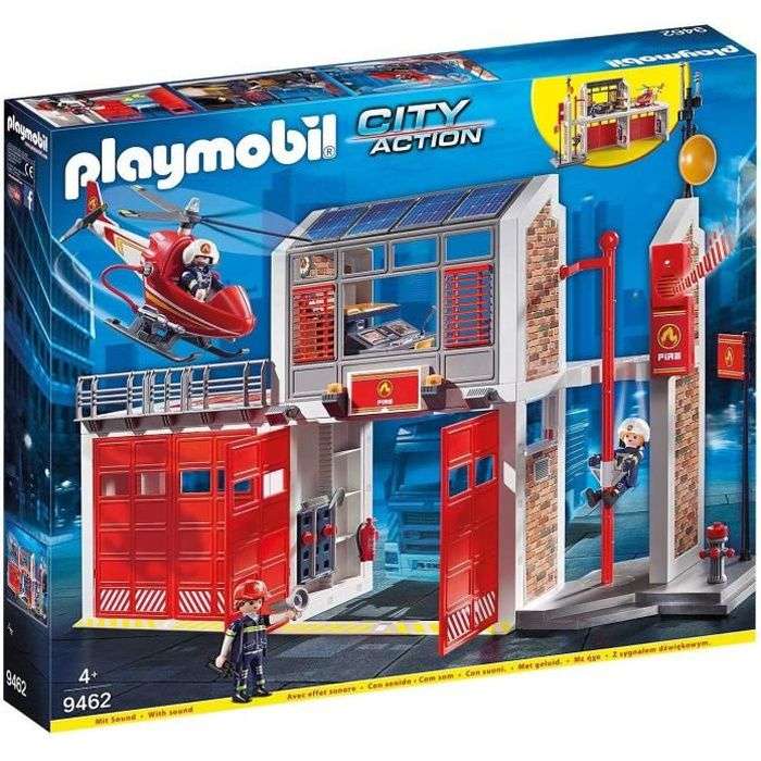Jouet Playmobil City Action (9462) - Caserne de Pompiers avec Hélicoptère