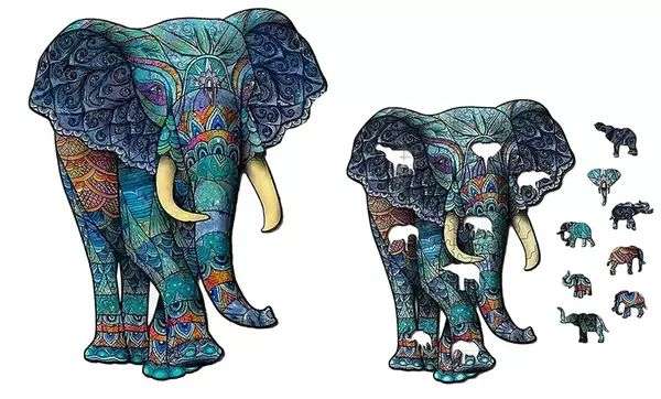 Puzzle éléphant en bois - Taille A4 (plusieurs modèles)