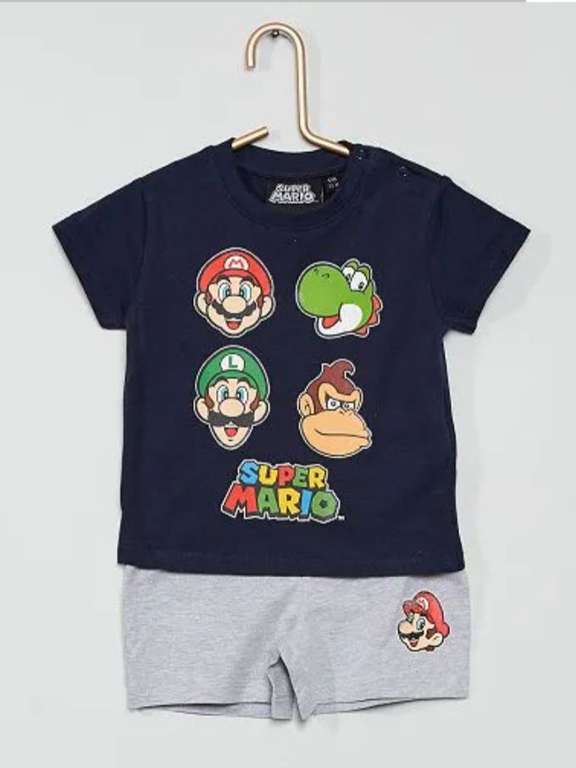 Sélection de vêtements bébé, enfant et adulte Mario en promotion - Ex: Pyjama court super Mario du 12 au 36 mois