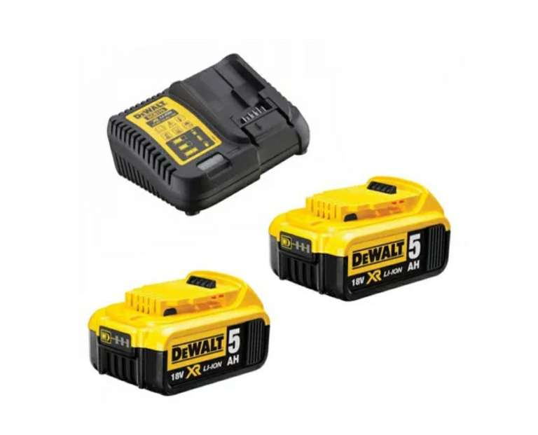 Pack de batteries DEWalt DCB115P2 18V Li-Ion - 2 batteries 5.0Ah + Chargeur (134.98€ via RAKUTEN15 - 22.50€ en Rakuten Points)