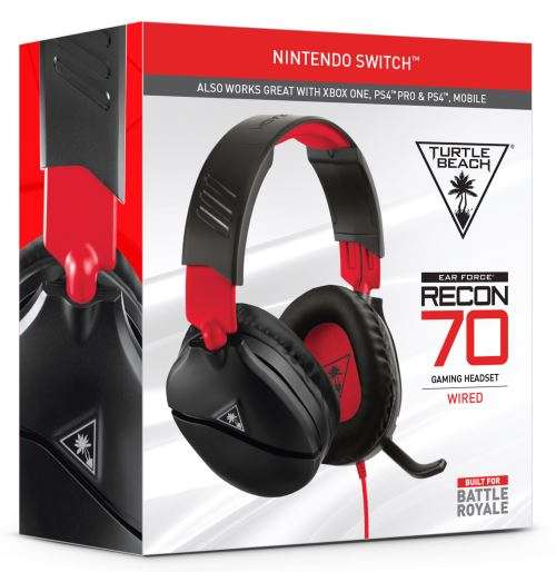 Casque Gaming filaire Turtle Beach Recon 70 Noir & Rouge pour PS4/PS5, Xbox One/Series, Nintendo Switch & PC