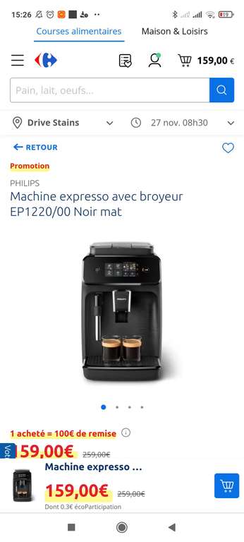 Machine expresso avec broyeur EP1220/00 - Stains (93)