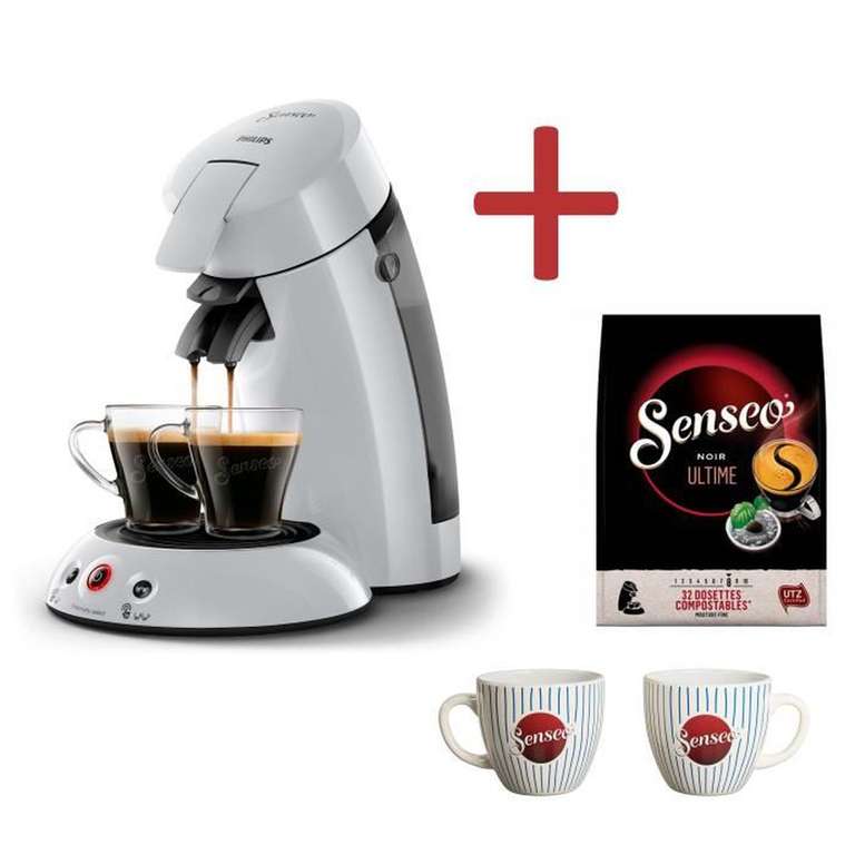 Set Machine à café à dosette Philips Senseo Original HD6554/53 + 64 dosettes + 2 tasses