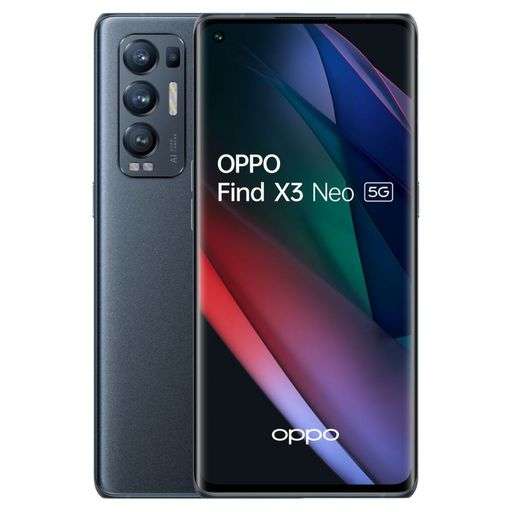 Smartphone 6.55" Oppo Find X3 Neo 5G - full HD+ OLED 90 Hz, SnapDragon 865, 12 Go RAM, 256 Go (gris ou noir)