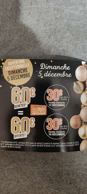 [Carte fidélité] 60€ d'achat en magasin = 2 bons de 30€ dès 60€ d'achats offerts - Levallois et Clichy (92)