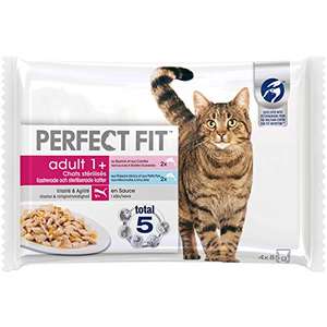 Lot de 52 sachets de nourriture pour chat stérilisé Perfect Fit Adulte 1+ Saumon & Carottes - 52x85 g