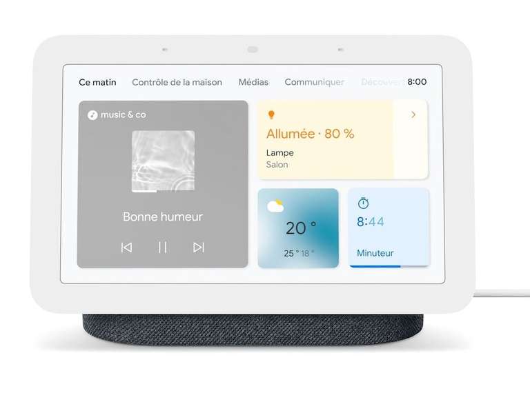 Assistant connecté Google Nest Hub 2e génération avec écran connecté - Charbon ou Galet
