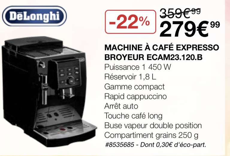 [Carte Costco] Machine à café Expresso Boyeur DelonghiI Compact ECAM23.120.B - Pontault-Combault (77)