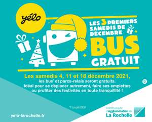 Bus et parkings relais gratuits les 3 premiers samedis de décembre - La Rochelle (17)