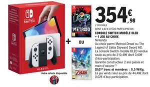 Pack Console Nintendo Switch Oled, blanche ou néon + 1 jeu au choix (Metroid Dread ou The Legend of Zelda Skyward Sword HD)