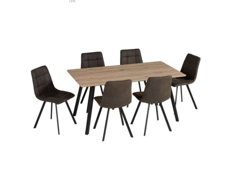 Table+ 6 chaises Savina 2 imitation chêne
