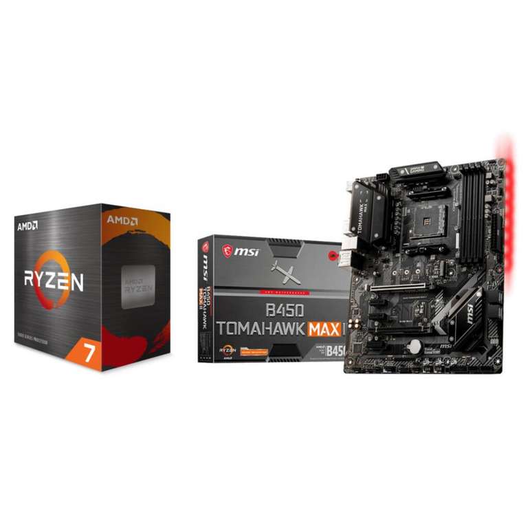 Processeur AMD Ryzen 7 5800X (3.8 / 4.7 GHz) + Carte mère MSI B450 Tomahawk Max II