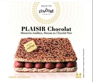 Gâteau Lenôtre Le Plaisir au Chocolat : Macarons Moelleux et Mousse au Chocolat Noir (autres variétés disponibles)