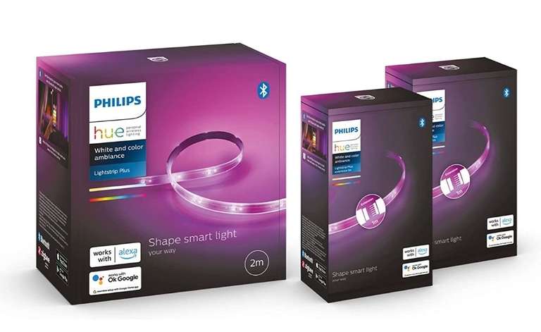Kit Philips Hue White & Color Ambiance Lightstrip Plus - Bande LED (2m) + extension (2m)