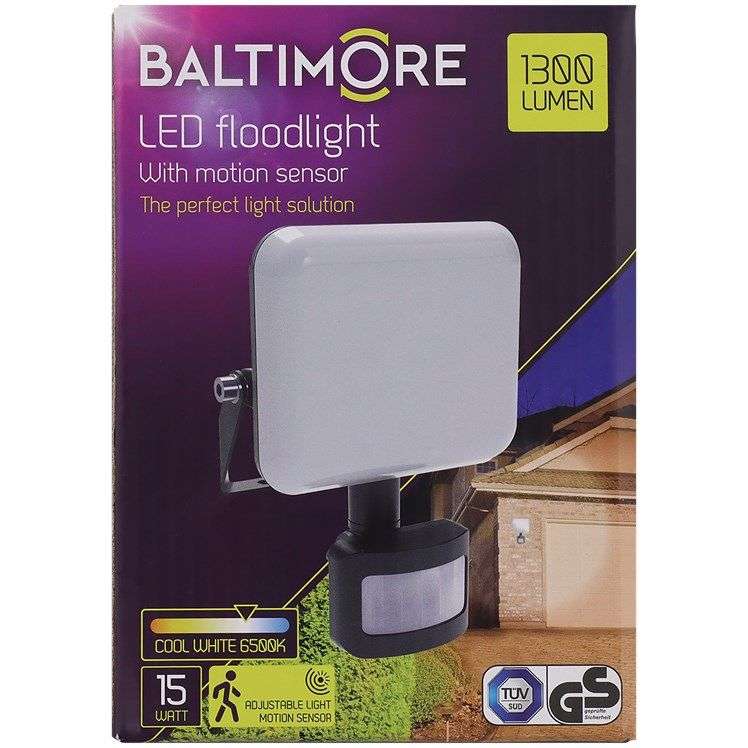 Projecteur LED Baltimore - 15W, 1300 lumens, détecteur de mouvement