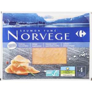 2 Paquets de 4 tranches de Saumon fumé Norvège Carrefour - 2x140g