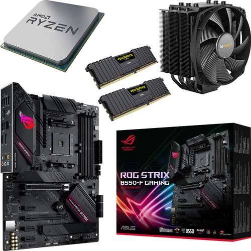 Kit évo AMD Ryzen 5 5600X Bulk + carte mère Asus ROG STRIX B550-F GAMING + ventirad Dark Rock 4 + 16 Go de RAM + Dying Light 1 et 2 Offerts