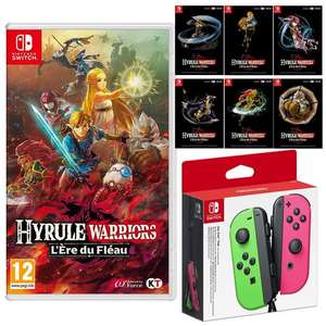 Sélection de packs Joycon et jeu Switch - Ex: Joy-Con Vert et Rose + Hyrule Warriors Nintendo Switch + set de cartes postales