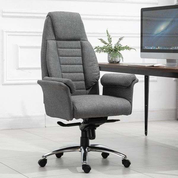 Vinsetto polyester ergonomique cou & Support Arrière Home Chaise de bureau Gris 