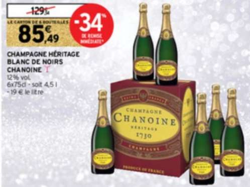 Carton de 6 bouteilles de Champagne Chanoine Héritage 1730 Blanc de Noirs, 12%