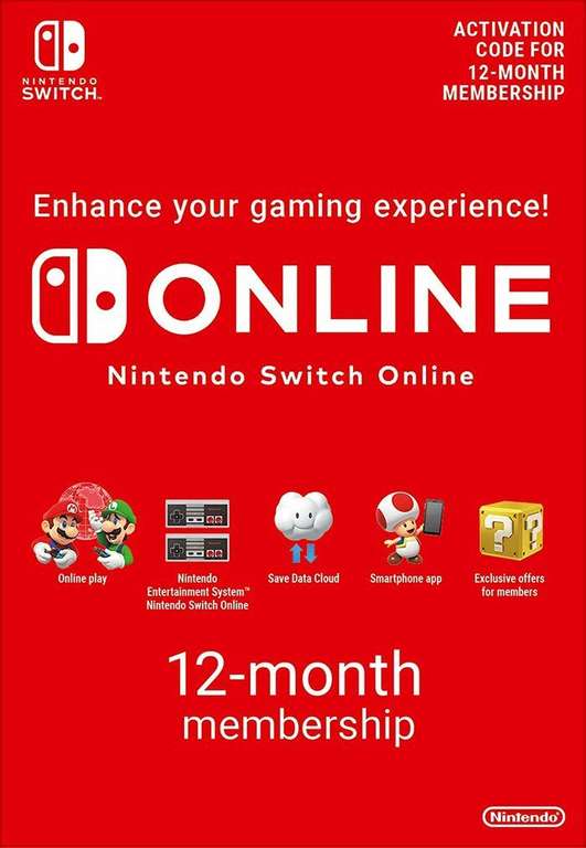 Abonnement Nintendo Switch Online 12 mois (Dématérialisé)
