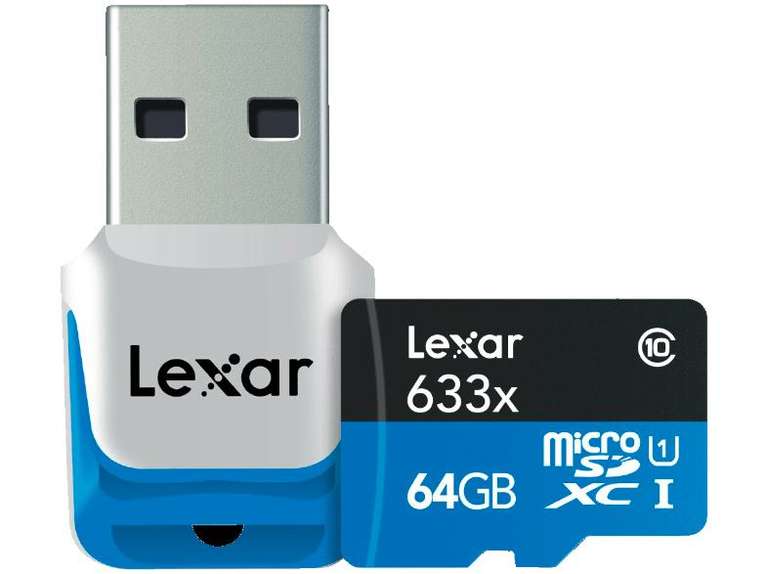 Carte microSDXC Lexar classe 10 633x - 64 Go + lecteur de carte USB 3.0