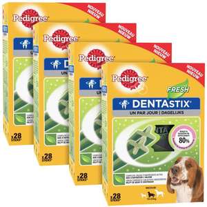 Lot de 4 paquets de friandises pour chien Pedigree Dentastix Fresh - x28 sticks